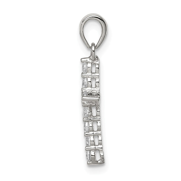 Million Charms 925 Sterling Silver Rhodium-Plated (Cubic Zirconia) CZ Relgious Cross Pendant