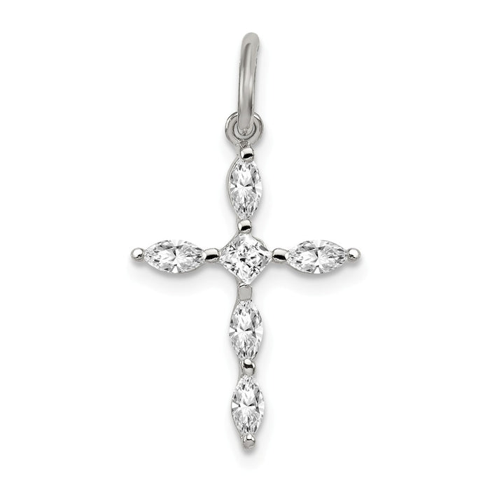 Million Charms 925 Sterling Silver (Cubic Zirconia) CZ Relgious Cross Charm