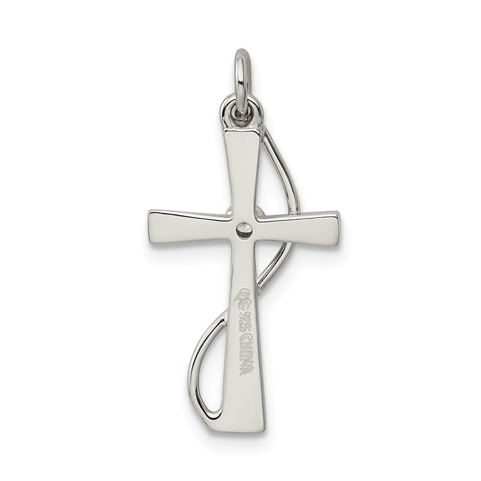 Million Charms 925 Sterling Silver (Cubic Zirconia) CZ Relgious Cross Pendant