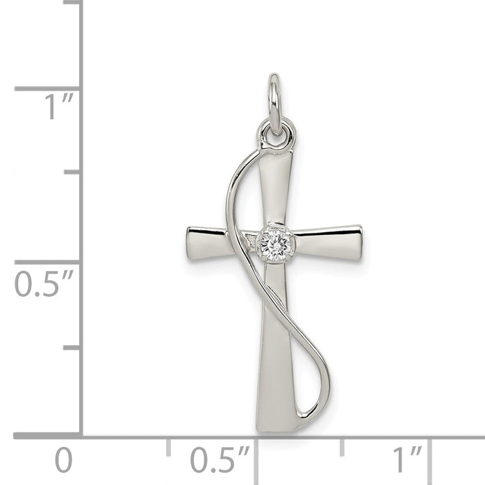 Million Charms 925 Sterling Silver (Cubic Zirconia) CZ Relgious Cross Pendant