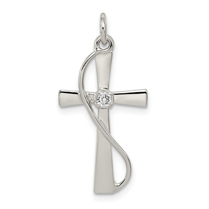 Million Charms 925 Sterling Silver (Cubic Zirconia) CZ Relgious Cross Pendant