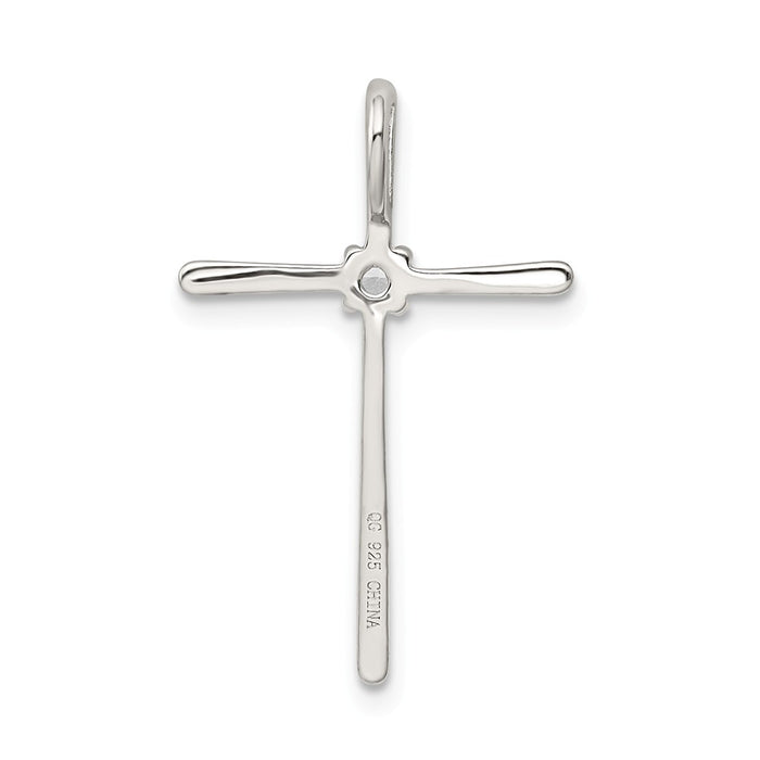 Million Charms 925 Sterling Silver (Cubic Zirconia) CZ Relgious Cross Slide Pendant