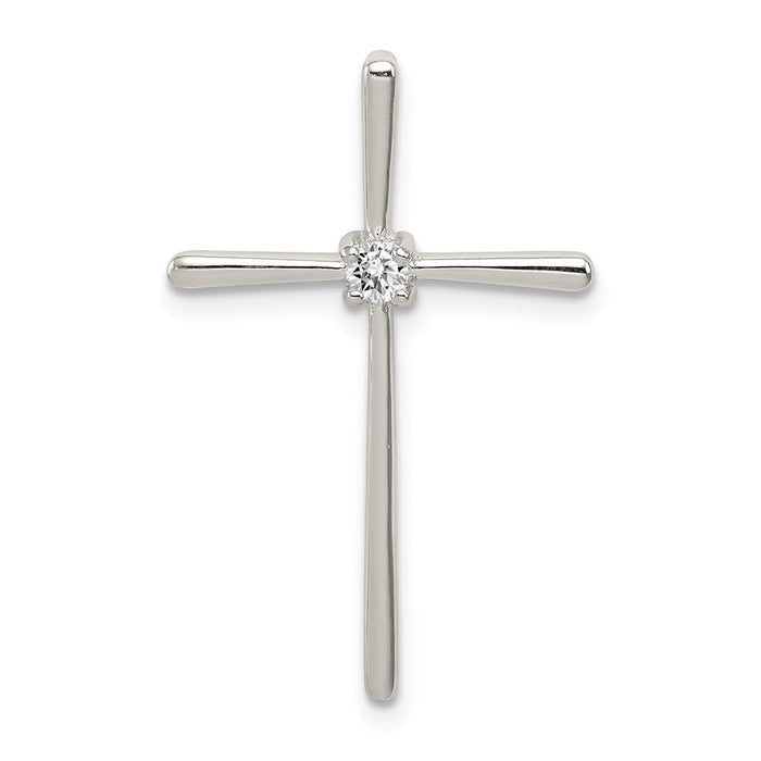 Million Charms 925 Sterling Silver (Cubic Zirconia) CZ Relgious Cross Slide Pendant