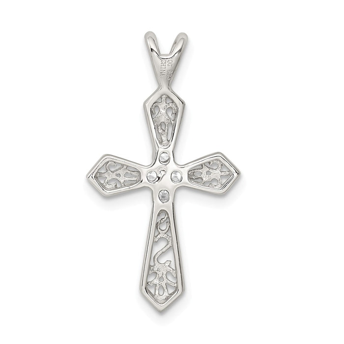 Million Charms 925 Sterling Silver (Cubic Zirconia) CZ Passion Relgious Cross Pendant