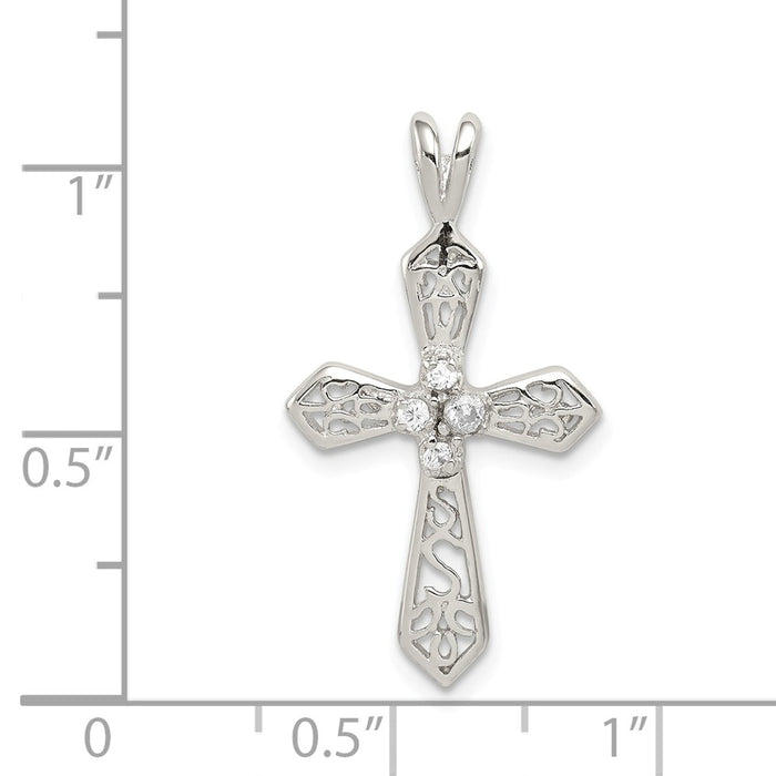 Million Charms 925 Sterling Silver (Cubic Zirconia) CZ Passion Relgious Cross Pendant