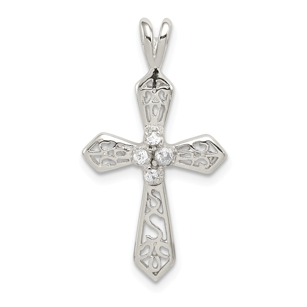 Million Charms 925 Sterling Silver (Cubic Zirconia) CZ Passion Relgious Cross Pendant