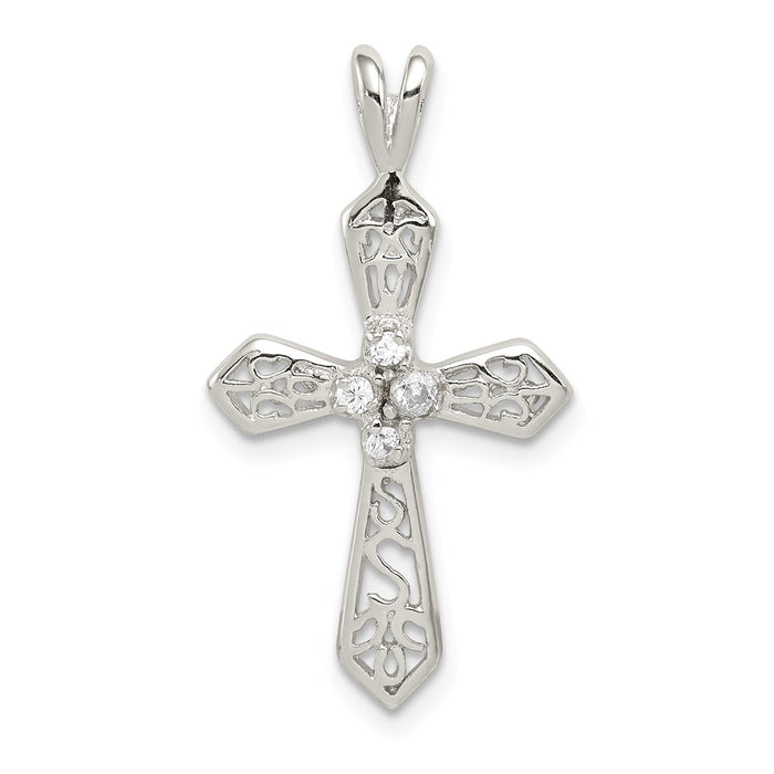 Million Charms 925 Sterling Silver (Cubic Zirconia) CZ Passion Relgious Cross Pendant