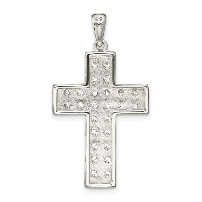 Million Charms 925 Sterling Silver (Cubic Zirconia) CZ Latin Relgious Cross Pendant