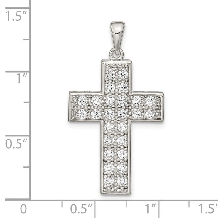 Million Charms 925 Sterling Silver (Cubic Zirconia) CZ Latin Relgious Cross Pendant