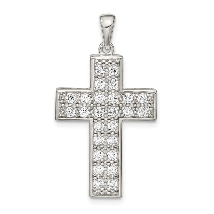 Million Charms 925 Sterling Silver (Cubic Zirconia) CZ Latin Relgious Cross Pendant