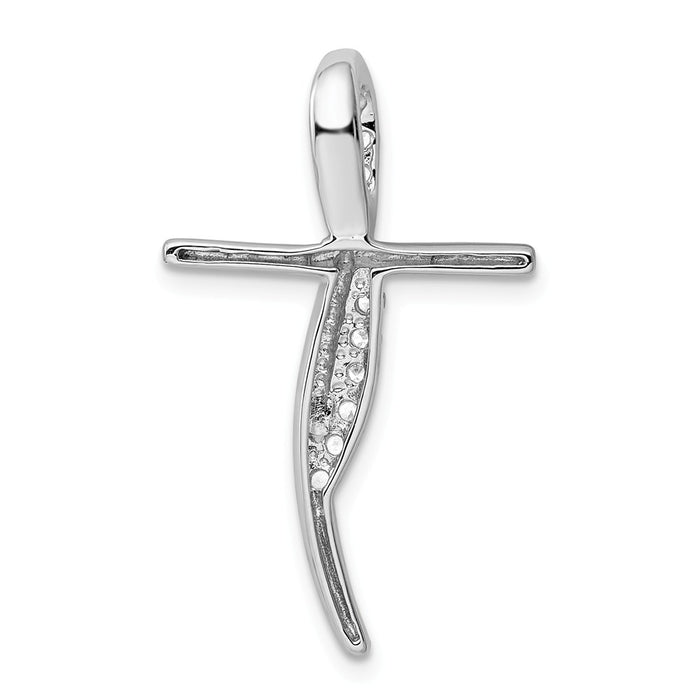 Million Charms 925 Sterling Silver Rhodium-Plated (Cubic Zirconia) CZ Relgious Cross Pendant