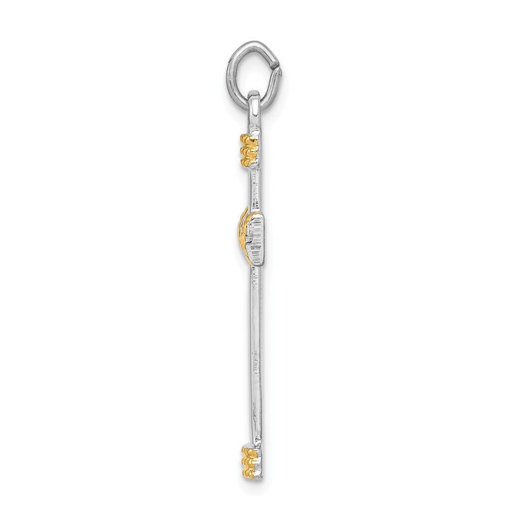 Million Charms 925 Sterling Silver Rhodium-Plated & 18K Gold-Plated Rope Relgious Cross Pendant