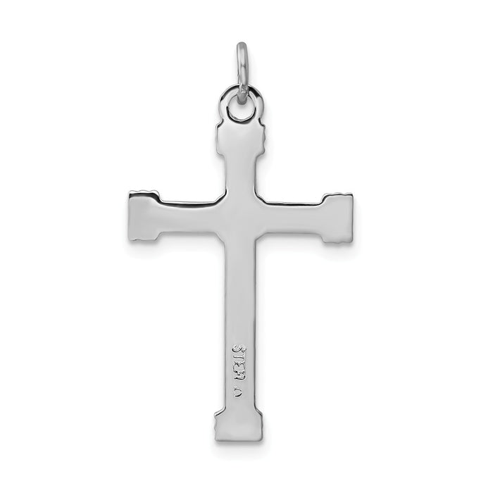 Million Charms 925 Sterling Silver Rhodium-Plated & 18K Gold-Plated Rope Relgious Cross Pendant