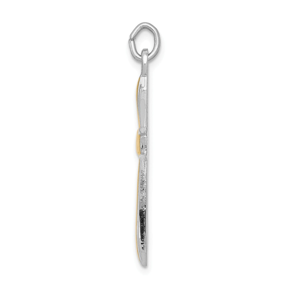 Million Charms 925 Sterling Silver Rhodium-Plated & 18K Gold-Plated Relgious Cross Pendant