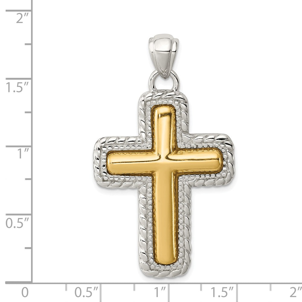 Million Charms 925 Sterling Silver & Vermeil Antiqued Relgious Cross Pendant