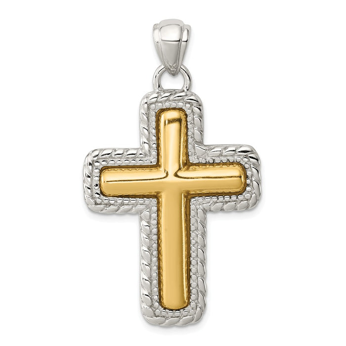 Million Charms 925 Sterling Silver & Vermeil Antiqued Relgious Cross Pendant