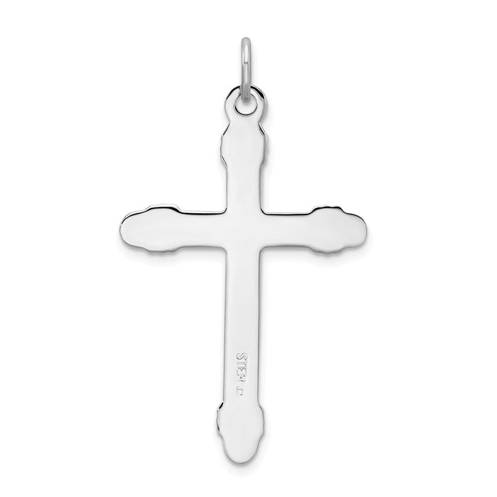 Million Charms 925 Sterling Silver Rhodium-Plated & 18K Gold-Plated Rope Relgious Cross Pendant