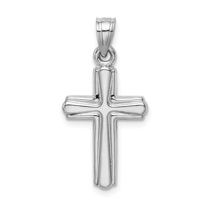 Million Charms 925 Sterling Silver Rhodium-Plated Hollow Relgious Crucifix Pendant