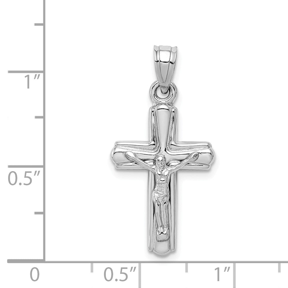 Million Charms 925 Sterling Silver Rhodium-Plated Hollow Relgious Crucifix Pendant