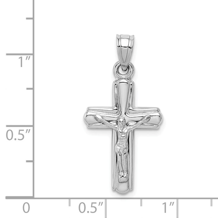 Million Charms 925 Sterling Silver Rhodium-Plated Hollow Relgious Crucifix Pendant