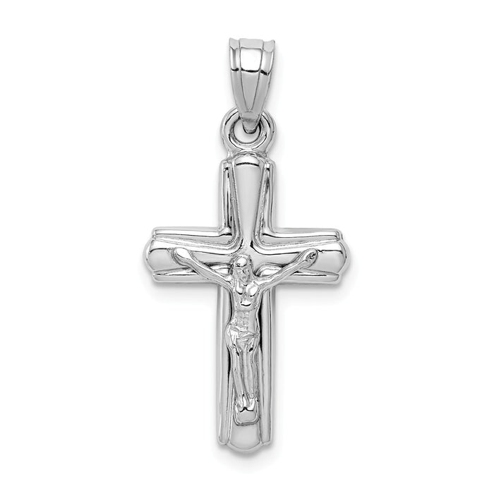 Million Charms 925 Sterling Silver Rhodium-Plated Hollow Relgious Crucifix Pendant