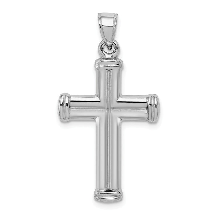 Million Charms 925 Sterling Silver Rhodium-Plated Hollow Latin Relgious Crucifix Pendant