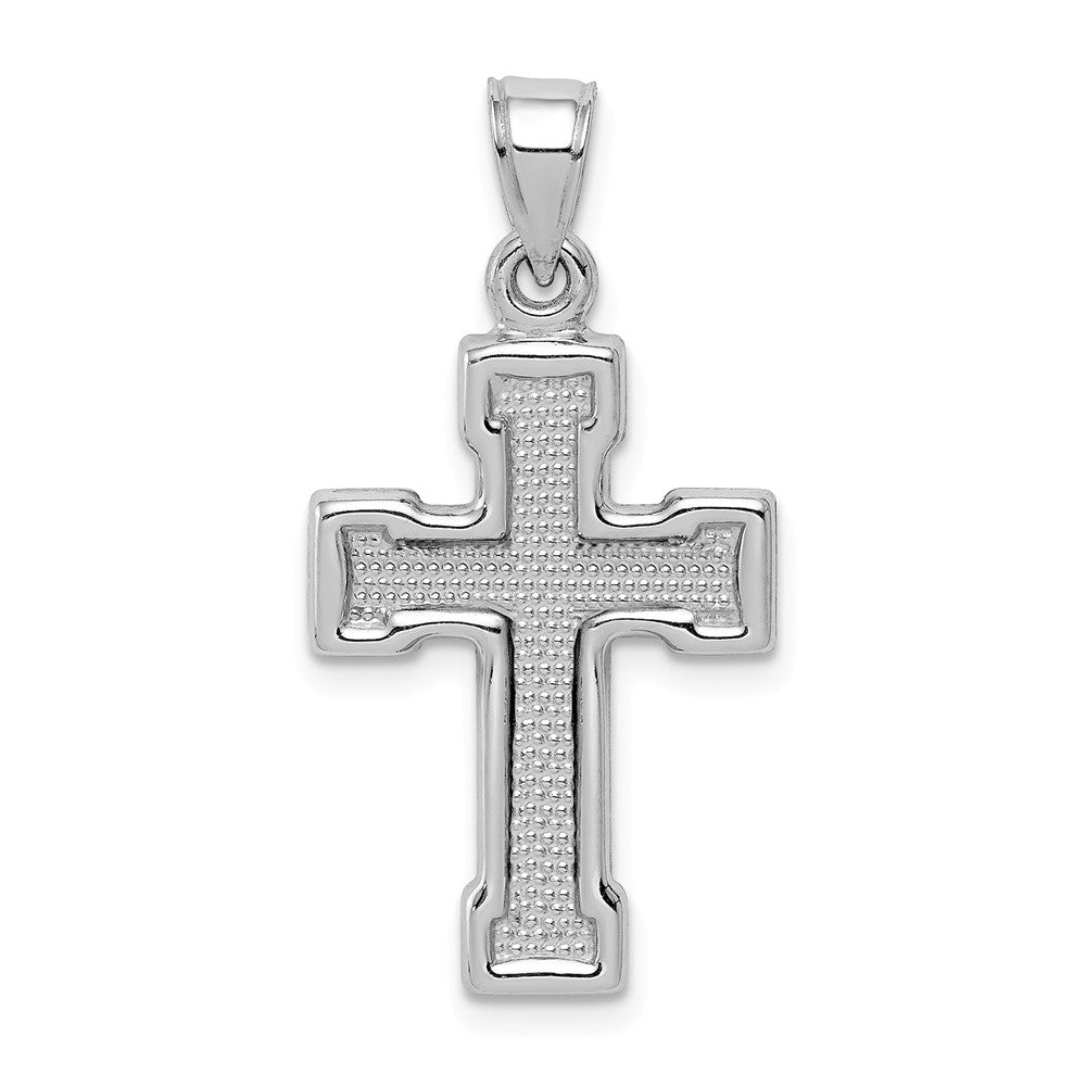 Million Charms 925 Sterling Silver Rhodium-Plated Hollow Latin Relgious Crucifix Pendant