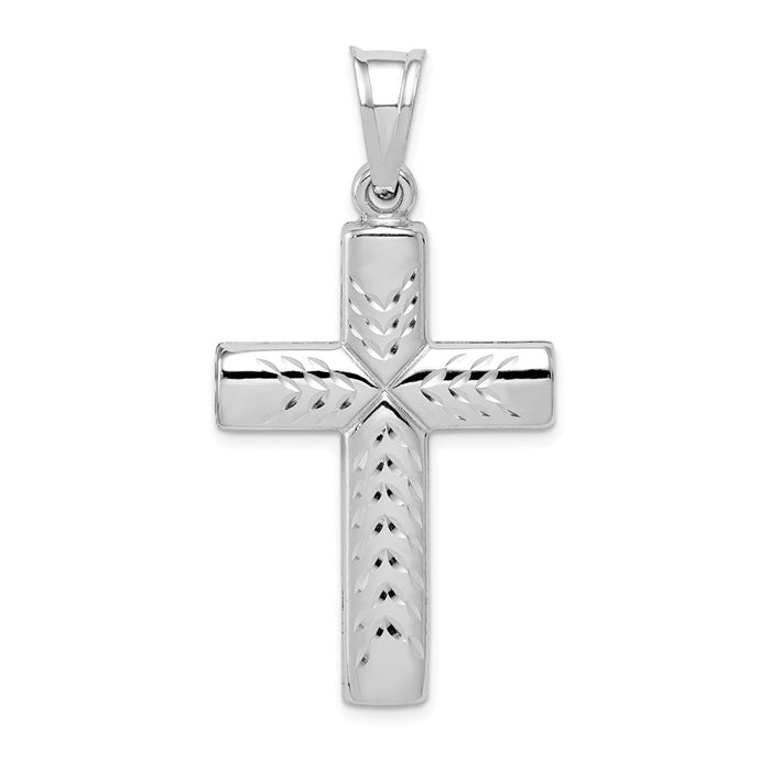 Million Charms 925 Sterling Silver Rhodium-Plated Hollow Latin Relgious Crucifix Pendant