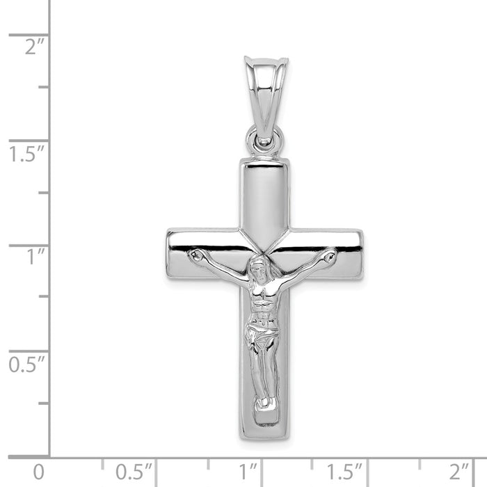 Million Charms 925 Sterling Silver Rhodium-Plated Hollow Latin Relgious Crucifix Pendant