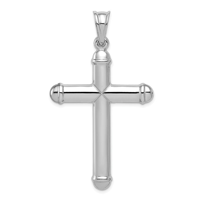 Million Charms 925 Sterling Silver Rhodium-Plated Diamond -Cut Reversible Relgious Cross Pendant