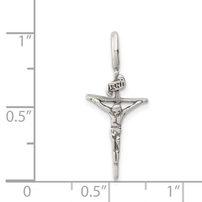 Million Charms 925 Sterling Silver Antiqued Inri Relgious Crucifix Pendant