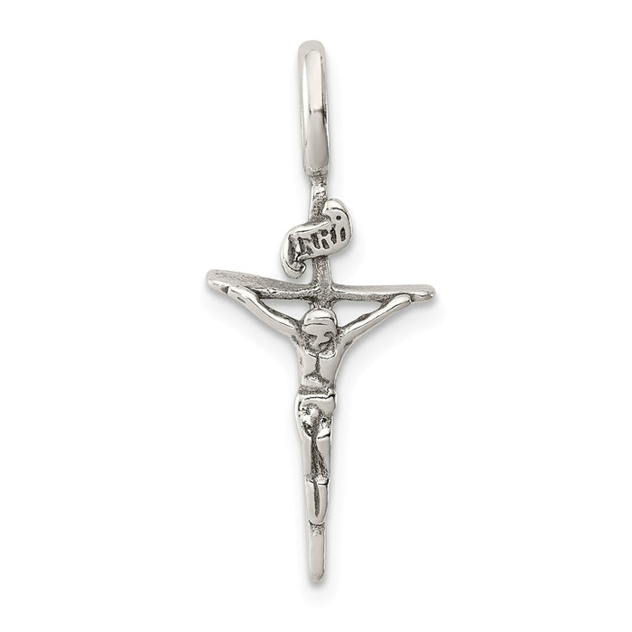 Million Charms 925 Sterling Silver Antiqued Inri Relgious Crucifix Pendant