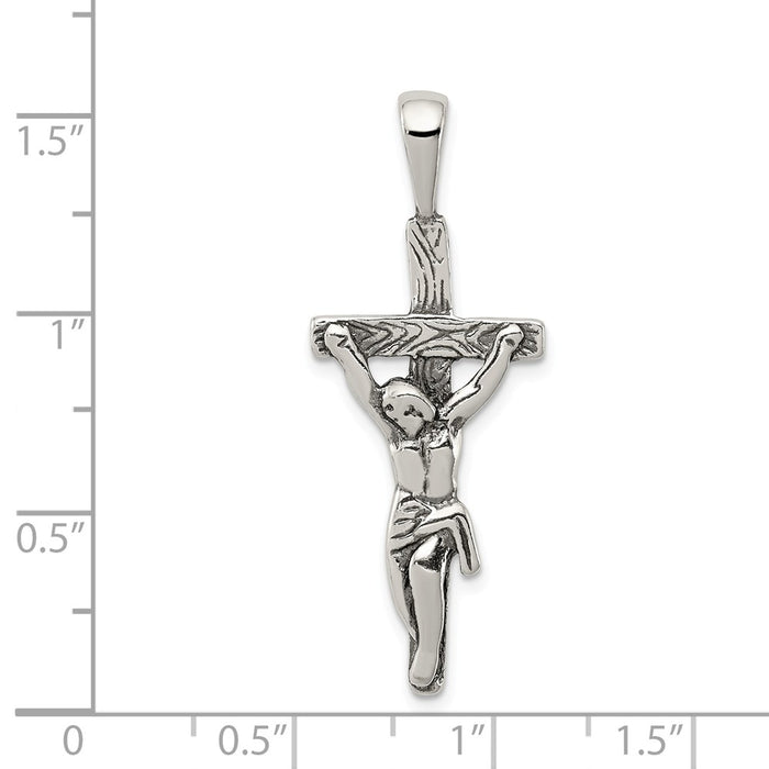 Million Charms 925 Sterling Silver Antiqued Relgious Crucifix Pendant