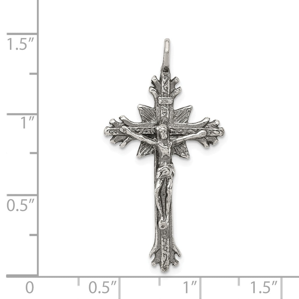 Million Charms 925 Sterling Silver Antiqued Relgious Crucifix Pendant