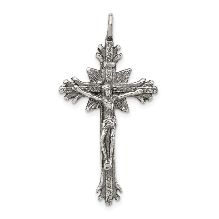 Million Charms 925 Sterling Silver Antiqued Relgious Crucifix Pendant