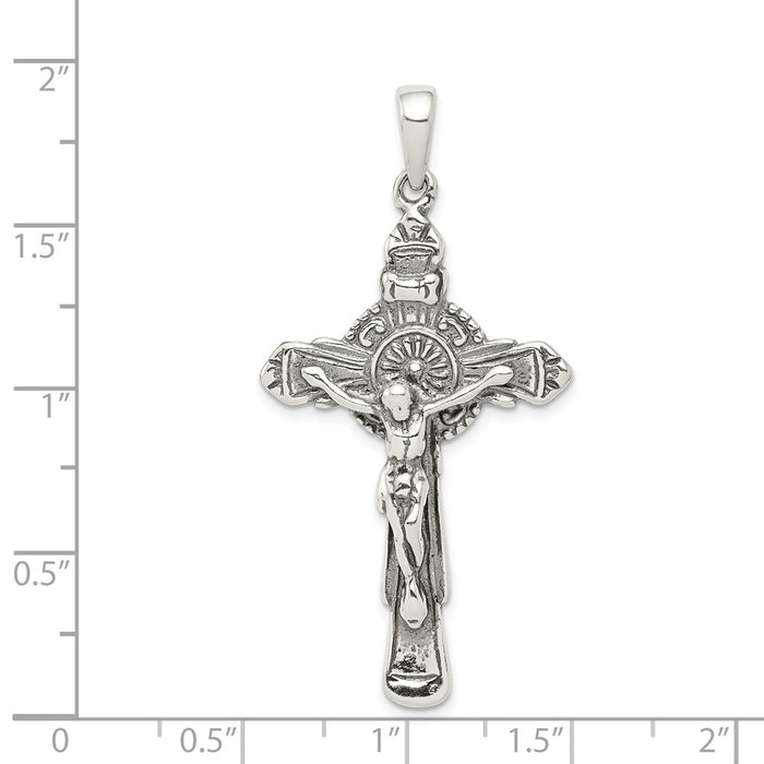 Million Charms 925 Sterling Silver Antiqued Iona Relgious Crucifix Pendant