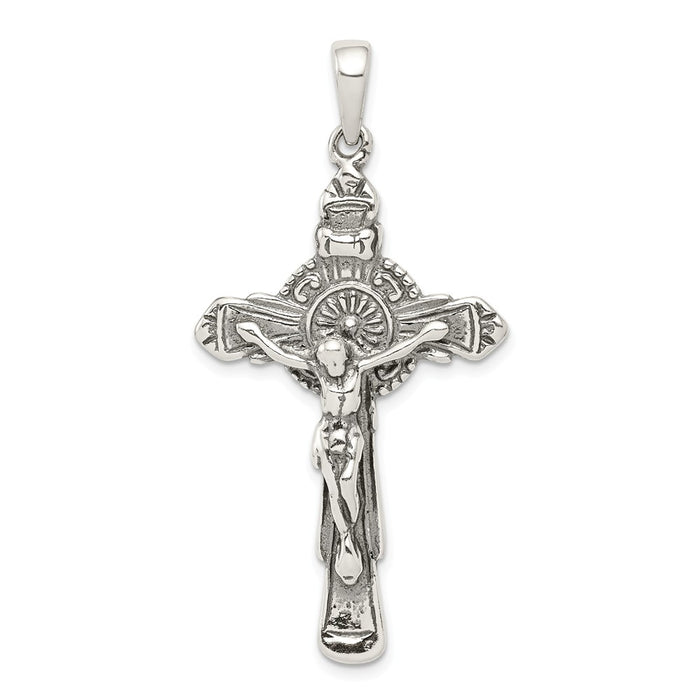 Million Charms 925 Sterling Silver Antiqued Iona Relgious Crucifix Pendant