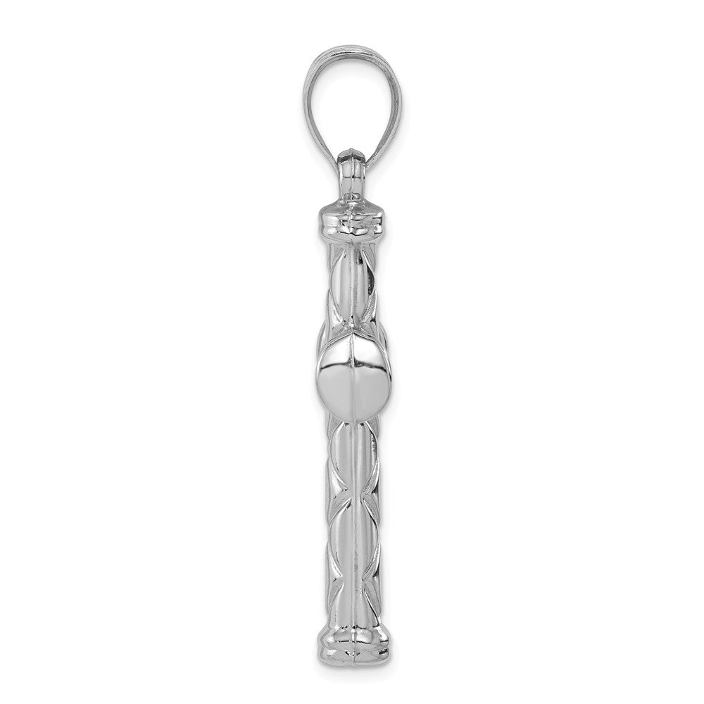 Million Charms 925 Sterling Silver Rhodium-Plated Hollow Latin Relgious Cross Pendant