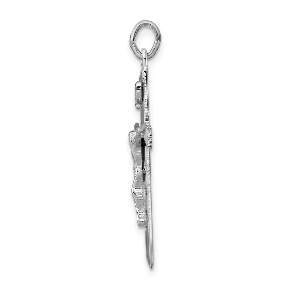 Million Charms 925 Sterling Silver Rhodium-Plated Inri Relgious Crucifix Pendant