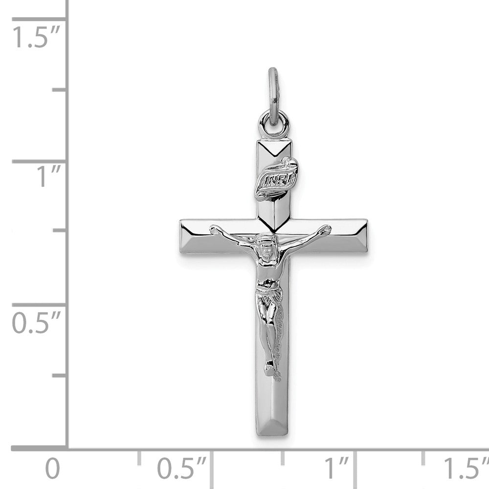 Million Charms 925 Sterling Silver Rhodium-Plated Inri Relgious Crucifix Pendant