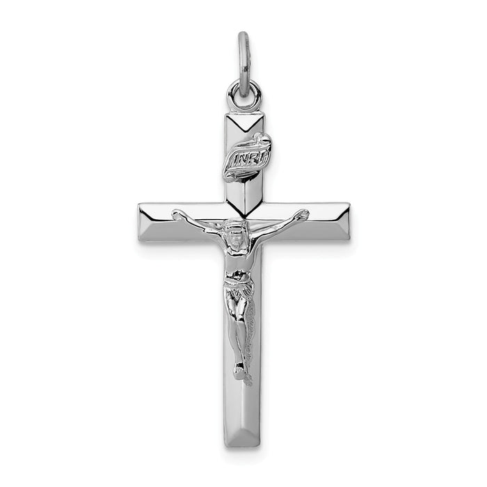 Million Charms 925 Sterling Silver Rhodium-Plated Inri Relgious Crucifix Pendant