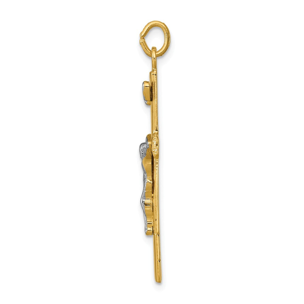 Million Charms 925 Sterling Silver Rhodium-Plated & 18K Gold-Plated Relgious Crucifix Pendant