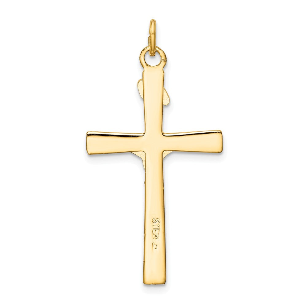 Million Charms 925 Sterling Silver Rhodium-Plated & 18K Gold-Plated Relgious Crucifix Pendant