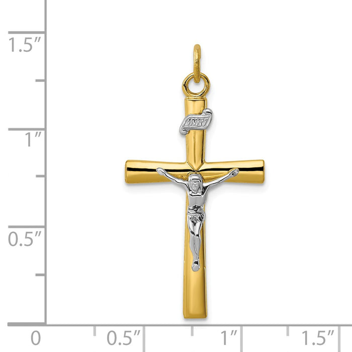 Million Charms 925 Sterling Silver Rhodium-Plated & 18K Gold-Plated Relgious Crucifix Pendant