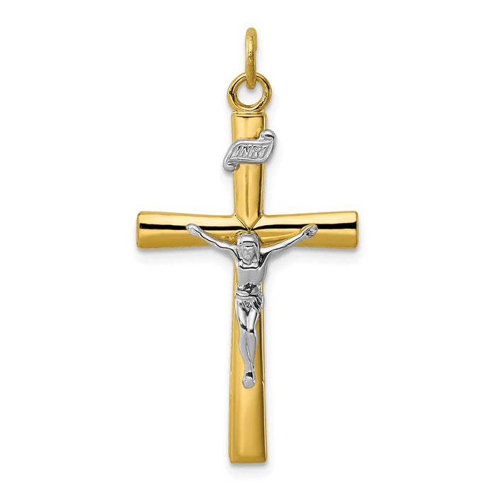 Million Charms 925 Sterling Silver Rhodium-Plated & 18K Gold-Plated Relgious Crucifix Pendant