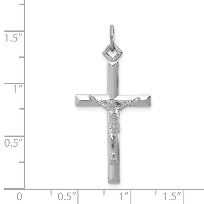 Million Charms 925 Sterling Silver Rhodium-Plated Relgious Crucifix Pendant