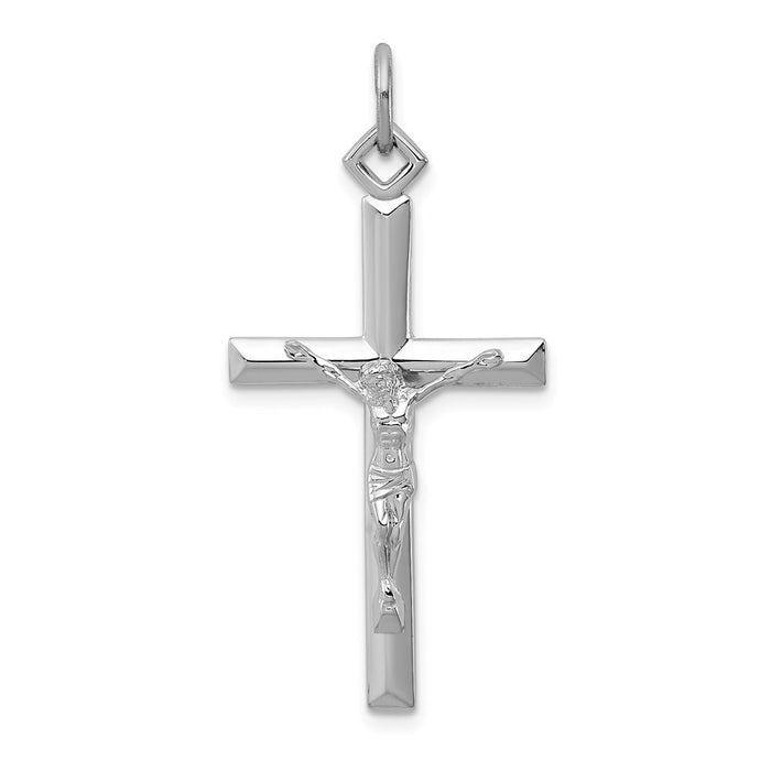 Million Charms 925 Sterling Silver Rhodium-Plated Relgious Crucifix Pendant