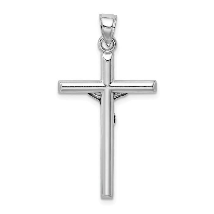 Million Charms 925 Sterling Silver Rhodium-Plated Polished Relgious Crucifix Pendant