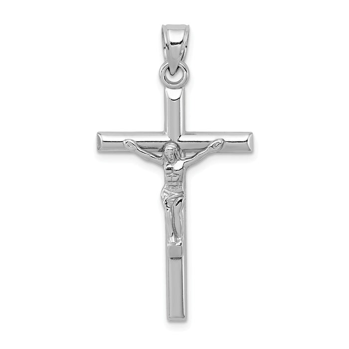 Million Charms 925 Sterling Silver Rhodium-Plated Polished Relgious Crucifix Pendant