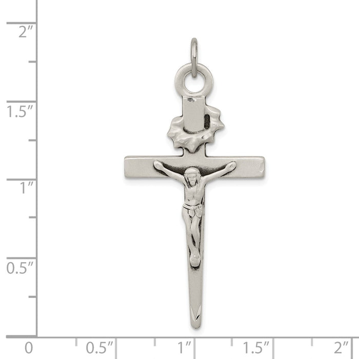 Million Charms 925 Sterling Silver Antiqued Relgious Crucifix Pendant